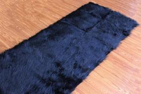 img 3 attached to Masada Rugs, Black Faux Sheep Fur 🐑 Shag Runner (2 Feet x 7 Feet) Area Rug