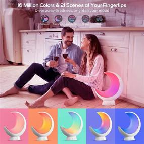 img 3 attached to 💡 ECOLOR Smart Table Lamp: Dimmable & Rechargeable Bedside Lamp with APP Control, RGB Color Changing, Music Sync Mode, Cordless Moon LED Touch Lamp for Bedrooms and Living Room