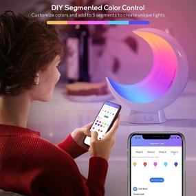 img 2 attached to 💡 ECOLOR Smart Table Lamp: Dimmable & Rechargeable Bedside Lamp with APP Control, RGB Color Changing, Music Sync Mode, Cordless Moon LED Touch Lamp for Bedrooms and Living Room