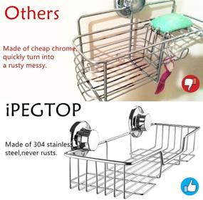 img 1 attached to 🚿 iPEGTOP L-4: Rustproof Stainless Steel Shower Caddy - Strong Suction Cup Bath Shelf Organizer for Bathroom Accessories