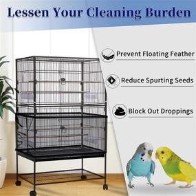 img 3 attached to 🐦 Optimized Large Bird Cage Cover with Adjustable Nylon Mesh Net - Seed Catcher Skirt for Parrot, Parakeet, Macaw, African Round & Square Cages by Daoeny