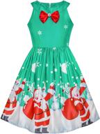 🎄 sunny fashion girls christmas dress for a festive evening with snow, reindeer, and christmas tree party logo