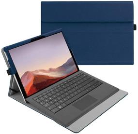 img 4 attached to 🔵 Fintie Case for Microsoft Surface Pro 7 Plus/Pro 7 / Pro 6 / Pro 5 / Pro 4 / Pro 3 12.3 Inch Tablet - Navy, Multi-Angle Viewing, Type Cover Compatible