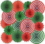 🎄 mifengda 18pc merry christmas hanging paper fans decorations: red and green party paper fans for winter holiday celebration, wedding, birthday, and more! логотип