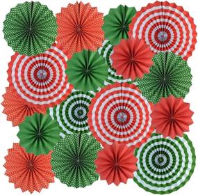 img 4 attached to 🎄 Mifengda 18Pc Merry Christmas Hanging Paper Fans Decorations: Red and Green Party Paper Fans for Winter Holiday Celebration, Wedding, Birthday, and More!