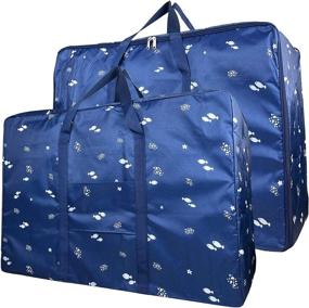 img 4 attached to CHYUANX Heavy Duty Extra Large Moving Bags - Durable Zippered Storage Bags Organizer with Strong Handles for Clothing Blanket Storage - Waterproof Foldable Carrying Tote Bags - Ideal for Dorm Room Moving Supplies and Space Saver (2 Pack, 75L, Navy Blue, X-Large)