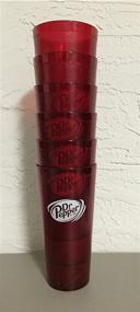 img 1 attached to Restaurant-Grade Set of 6 Dr. Pepper Ruby Red Plastic Tumblers - 24-Ounce Cups