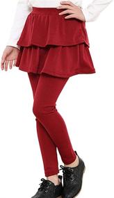 img 2 attached to 👗 Rysly Stretchy Leggings Ruffle Burgundy: Stylish Girls' Clothing for Fashionable Leggings