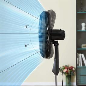 img 2 attached to Pelonis PFS45A5BBB 18-Inch 5-Blade Oscillating Standing Pedestal Fan - 🌀 Adjustable with Remote, LED Display, 5 Speed Settings, and 7-Hour Timer, Black