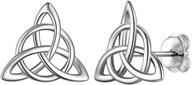 🌿 hypoallergenic 925 sterling silver celtic knot stud earrings: chicsilver heart/triangle knot earring studs celtic jewelry for women in silver/gold/rose gold - gift box included logo