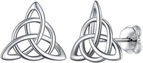 img 4 attached to 🌿 Hypoallergenic 925 Sterling Silver Celtic Knot Stud Earrings: ChicSilver Heart/Triangle Knot Earring Studs Celtic Jewelry for Women in Silver/Gold/Rose Gold - Gift Box Included