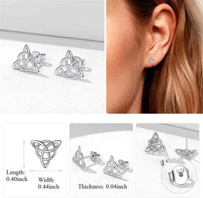 img 2 attached to 🌿 Hypoallergenic 925 Sterling Silver Celtic Knot Stud Earrings: ChicSilver Heart/Triangle Knot Earring Studs Celtic Jewelry for Women in Silver/Gold/Rose Gold - Gift Box Included