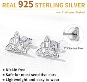 img 1 attached to 🌿 Hypoallergenic 925 Sterling Silver Celtic Knot Stud Earrings: ChicSilver Heart/Triangle Knot Earring Studs Celtic Jewelry for Women in Silver/Gold/Rose Gold - Gift Box Included