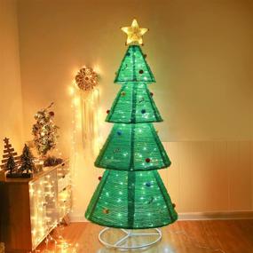 img 4 attached to White LED-Lit Christmas Tree Pop Up Yard Decor, Indoor/Outdoor Holiday Decoration for Home Lawn