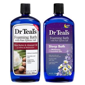 img 4 attached to Dr Teal's Foaming Bath Combo Pack – 68 fl oz (Total), Enriched with Moisturizing Shea Butter, Almond Oil, and Melatonin Sleep Bath