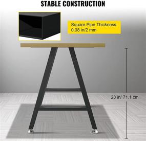 img 2 attached to 💪 VEVOR Black Metal A-Shaped Desk Legs 28 x 17.7 inch - Set of 2 Heavy Duty Bench Legs with Polyurethane Coating and Floor Protectors - Wrought Iron Coffee Table Legs for Home DIY Furniture