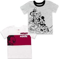 👕 disney boys' 2-pack mickey mouse graphic tee shirt set, 100% cotton, white and grey, size 12 months logo