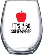 🍷 it's 3:30 somewhere" funny stemless wine glass - perfect teacher or professor gift! logo