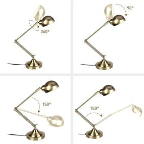 img 3 attached to 💡 Brass LED Desk Lamp with Long Press Touch Control, Eye-Caring Table Lamp, Dimmable Desk Light for Office Work, Bedroom Studying, and Reading - Modern Design with 350°Head, 2 Flexible Arms, Flicker-Free Warm Light