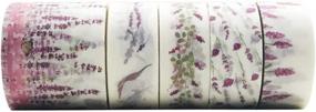img 4 attached to EnYan Винтажный набор Washi-лент с цветочным рисунком - 5 рулонов японских декоративных скотчей для рукоделия, искусства, заметок в стиле "Bullet Journaling", планеров, скрапбукинга - в комплекте клеевой слой.