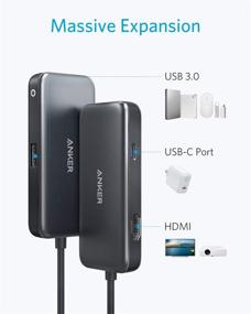 img 3 attached to Анкер USB C Hub: 3-в-1 концентратор Type C с адаптером 4K HDMI, USB 3.0, поддержкой 60Вт для питания - MacBook Pro, ChromeBook, XPS и многое другое!