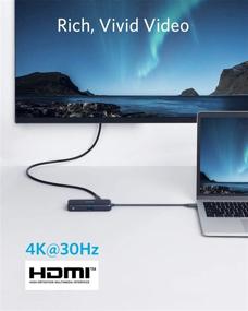 img 1 attached to Анкер USB C Hub: 3-в-1 концентратор Type C с адаптером 4K HDMI, USB 3.0, поддержкой 60Вт для питания - MacBook Pro, ChromeBook, XPS и многое другое!