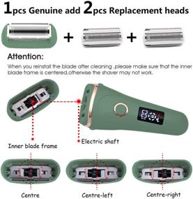 img 3 attached to 🪒 Green Electric Razor Back Shaver for Women - 3-in-1 Rechargeable Waterproof Body Legs Underarms Trimmer, Cordless Wet/Dry Use Hair Grooming Remover with LED Display - Includes Extra Replacement Blades