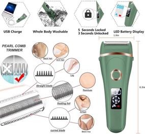 img 1 attached to 🪒 Green Electric Razor Back Shaver for Women - 3-in-1 Rechargeable Waterproof Body Legs Underarms Trimmer, Cordless Wet/Dry Use Hair Grooming Remover with LED Display - Includes Extra Replacement Blades
