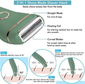 img 2 attached to 🪒 Green Electric Razor Back Shaver for Women - 3-in-1 Rechargeable Waterproof Body Legs Underarms Trimmer, Cordless Wet/Dry Use Hair Grooming Remover with LED Display - Includes Extra Replacement Blades