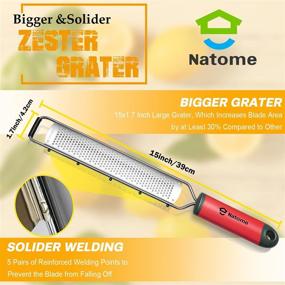 img 3 attached to 🍋 Lemon Zester and Cheese Grater with Handle | Citrus, Garlic, Ginger, Zester Grater | Stainless Steel Fine Blades | Finger Guards | Red | SEO-friendly