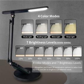 img 2 attached to HDTIME Black Desk LED Lamp with USB Charging Port, Touch-Sensitive Control, 1-Hour Timing Function, 4 Lighting Modes, 7 Brightness Levels - 36PCS LEDs