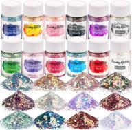 ✨ leobro opal chunky glitter: 12 color holographic glitter set for resin, slime, tumblers & more - 10g each logo