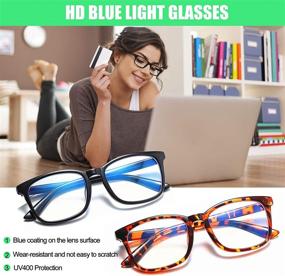 img 2 attached to 👓 Blue Light Blocking Glasses: Ultimate Eye Protection for Computer Use - 3 Pack, Stylish Square Eye Glasses for Women, Men, and Teens