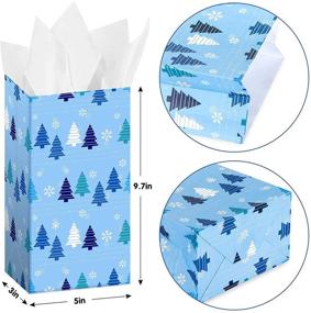 img 3 attached to 🎁 Whaline 72pcs Christmas Paper Gift Bags for Xmas Party Supplies, 3 x 5 x 9.65inch, Blue - Goody Bags in 12 Designs with 72 Sheet Tissue Paper, Small Craft Bags, Grocery Bags, Treat Bags, Favor Bags