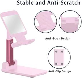 img 2 attached to 📱 Adjustable Aluminum Cell Phone Stand and Tablet Holder Stand - Compatible with iPhone 11 Pro Xs Xs Max Xr X 8 7 6 6s Plus (4.7-8&#34;), Samsung Galaxy and All Phones - Pink