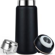 black insulated water bottle - fingerprint resistant, stainless steel, wide mouth - ideal for camping, hiking, travel & school logo