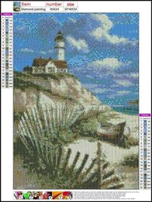 img 3 attached to Eiflow Diamond Painting Art Kits for Adults - Lighthouse, 5D Full Round Drill Embroidery Kits, DIY Craft for Wall Decor, Beach Theme (12X16in)