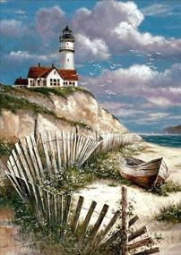 img 4 attached to Eiflow Diamond Painting Art Kits for Adults - Lighthouse, 5D Full Round Drill Embroidery Kits, DIY Craft for Wall Decor, Beach Theme (12X16in)