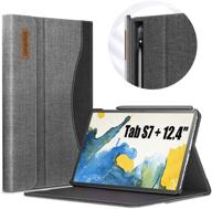 multi-angle business folio cover for galaxy tab s7+/ s7 plus 12.4-inch tablet - gray logo