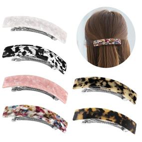 img 1 attached to 🎀 Funtopia Hair Barrettes for Women Ladies: 6 Pack of Elegant French Design Barrettes for Medium and Thick Hair, Tortoise Shell Automatic Hair Clips with Classic Colors - Perfect Fashion Acrylic Ponytail Holders for Daily Wear