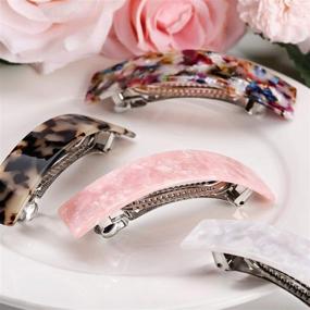 img 3 attached to 🎀 Funtopia Hair Barrettes for Women Ladies: 6 Pack of Elegant French Design Barrettes for Medium and Thick Hair, Tortoise Shell Automatic Hair Clips with Classic Colors - Perfect Fashion Acrylic Ponytail Holders for Daily Wear