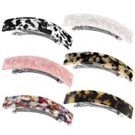 🎀 funtopia hair barrettes for women ladies: 6 pack of elegant french design barrettes for medium and thick hair, tortoise shell automatic hair clips with classic colors - perfect fashion acrylic ponytail holders for daily wear logo