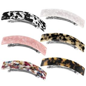 img 4 attached to 🎀 Funtopia Hair Barrettes for Women Ladies: 6 Pack of Elegant French Design Barrettes for Medium and Thick Hair, Tortoise Shell Automatic Hair Clips with Classic Colors - Perfect Fashion Acrylic Ponytail Holders for Daily Wear