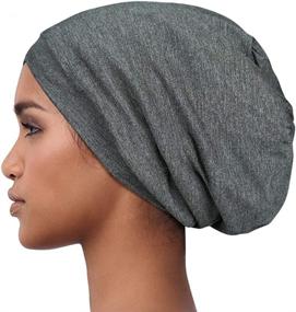 img 3 attached to 🌙 Stay Comfortable and Stylish All Night with Our Satin Lined Sleep Cap Slouchy Beanie Slap Hat