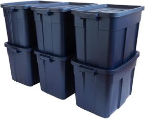 img 3 attached to 📦 Rubbermaid Roughneck 18 Gallon Storage Totes – Durable Stackable Containers, Ideal for Holiday Decorations, Off-Season Items, Christmas Storage – Dark Indigo Metallic, 6-Pack