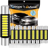 🚘 qoope - pack of 10 - 31mm 6614f festoon led car bulb: ultra bright white 4014 9smd leds for vanity mirror and sun visor lights logo