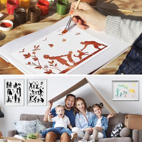 img 2 attached to 🎨 9-Piece Family Stencils for Painting on Multiple Surfaces - Wood, Canvas, Paper, Fabric, Floor, Wall, Tile - DIY Drawing Templates for Art Works and Craft Projects, Reusable - Size: 11.5x8.3 Inches