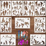 🎨 9-piece family stencils for painting on multiple surfaces - wood, canvas, paper, fabric, floor, wall, tile - diy drawing templates for art works and craft projects, reusable - size: 11.5x8.3 inches logo