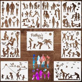 img 4 attached to 🎨 9-Piece Family Stencils for Painting on Multiple Surfaces - Wood, Canvas, Paper, Fabric, Floor, Wall, Tile - DIY Drawing Templates for Art Works and Craft Projects, Reusable - Size: 11.5x8.3 Inches