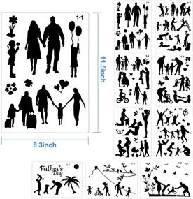 img 3 attached to 🎨 9-Piece Family Stencils for Painting on Multiple Surfaces - Wood, Canvas, Paper, Fabric, Floor, Wall, Tile - DIY Drawing Templates for Art Works and Craft Projects, Reusable - Size: 11.5x8.3 Inches